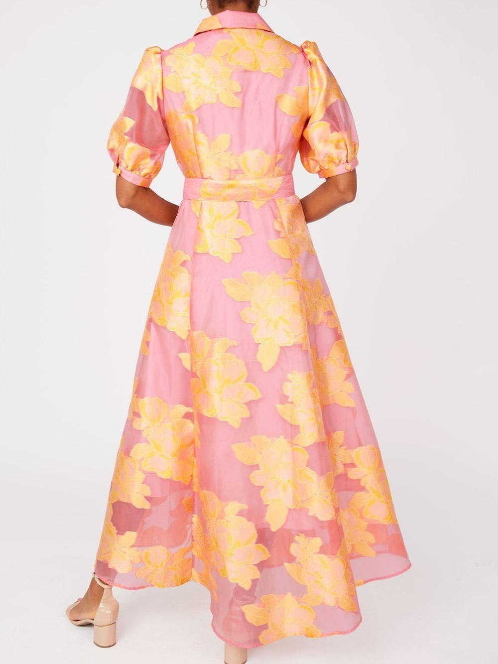 NWT Abbey Glass Charlotte Gown Sorbet Peony Organza | XL - Picture 3 of 11